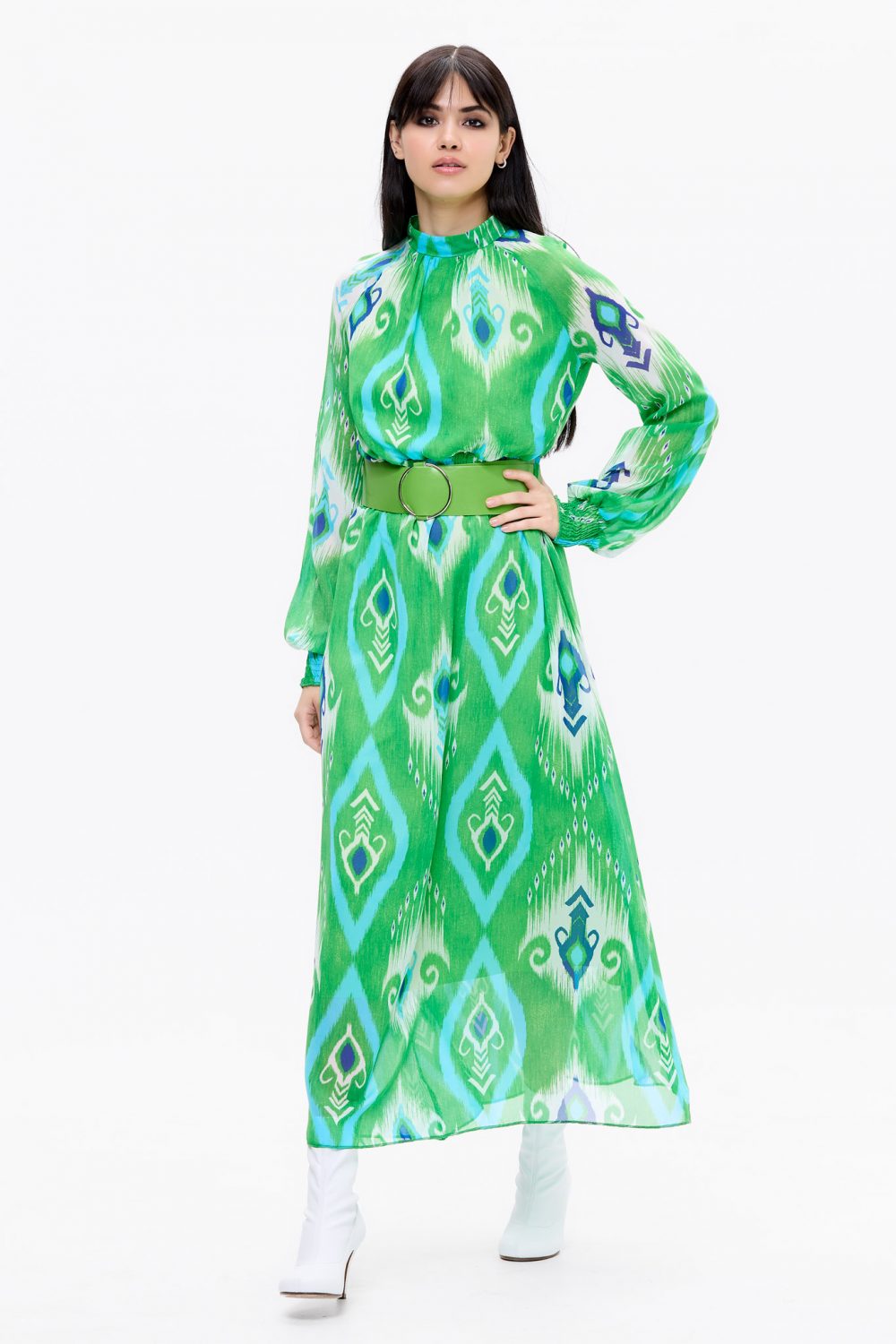 Rochie din Voal cu curea verde